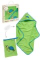 Grünes Schildkröten Baby Geschenkset Badetuch mit Kapuze & Waschtuch aus Baumwolle - Hochwertiges Kinder 2 teiliges Babyset OEKO TEX von Playshoes - Vorderansicht Set Neugeborene