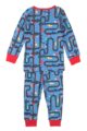 Blau roter langarm Kinder Baby Schlafanzug Pyjama mit Straßennetz & Autos aus 100% Baumwolle - Nachtwäsche Jungen von Minoti - Rückenansicht