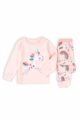 Rosa Baby Schlafanzug Pyjama langarm mit Einhorn, Regenbogen, Wolken, Sonne, Sterne, Schmetterlinge & Rip-Bündchen aus Baumwolle für Mädchen - Kinder Nachtwäsche von Minoti - Vorderansicht Set