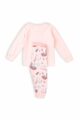 Rosa langarm Kinder Baby Schlafanzug Pyjama mit Einhörner, Regenbögen, Sonne, Schmetterlinge & Print magic aus 100% Baumwolle - Nachtwäsche Mädchen von Minoti - Rückenansicht Set
