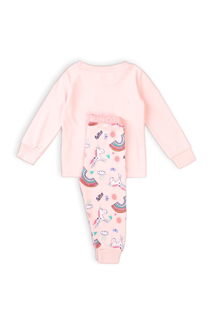 Süßer Baby Schlafanzug mit Einhorn & Regenbogen » Rosa