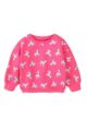 Rosa Baby Kinder Sweatshirt Pullover langarm mit Zebras im All-Over-Look, Rip-Bündchen & Rundhalsausschnitt für Mädchen - Oberteil von Minoti - Vorderansicht