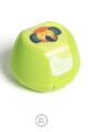 Grüne Kinder Baby Apfeldose mit Löwe Animal Tier Frühstücksbox für Jungen & Mädchen - Klickverschluss, BPA frei & spülmaschinengeeignet Geschenbox 3er Set von AMUSE - Vorderansicht Apfelbox Obstbox