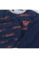 Blau Baby 3 Teile Set Sweatanzug Sweatshirt Oberteil Panther orange Patch - Gerippte Kinder Sweathose mit Seitentaschen dunkelblau - Tier Jungen Halstuch Dreieckstuch von Dirkje - Detailansicht