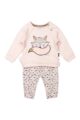 Baby Kinder Sweatanzug 2er Babyset Pullover mit Fuchs Motiv rosa - Sweathose Babyhose rosa-blau mit Punkten für Mädchen von Dirkje - Vorderansicht