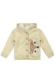 Baby Strickjacke warm mit Fuchs-Motiv breite Bündchen beige – Kinder Jacke Fellimitat für Mädchen von DIRKJE – Vorderansicht