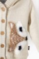Baby Winter Strickjacke flauschig mit Fuchs Tiermotiv vollständig gefüttert breite Bündchen beige – Kinder Jacke mit Kapuze Fellimitat für Mädchen von DIRKJE – Detailansicht