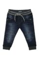 Jungen Baby Basic Jeans blau in Used Optik Slim Fit mit Naht-Stitching & Komfortbund Denim Jogging Kinderhose verwaschen - lange Babyjeans Washed von DIRKJE - Vorderansicht
