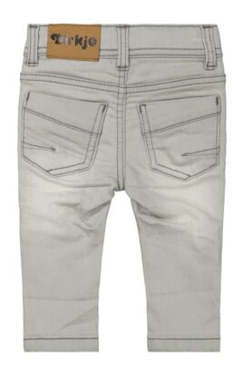 Baby Basic 5-Pocket Jeans lange Kinderhose grau gestrickt in Used Look mit Naht-Stitching Denim moderne Waschung - Jungen Sweatpants Grey Washed von DIRKJE - Rückansicht