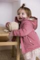 Warmer Baby Mantel in Altrosa mit Herzen Futter in Beige + hellrosa Tüllrock mit Blümchen - Kinder Jacke für Mädchen von DIRKJE - Babyfoto Kinderfoto