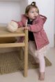 Baby Parka für Mädchen in Rosa mit beigem Futter plus Herzen-Muster + Tüllrock mit Blumen + Basic Leggings in Hellrosa – Kinderjacke von DIRKJE - Babyfoto Kinderfoto