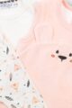 Mädchen Baby Set dreiteilig in Rosa mit Bär Tier Applikation weiches Velours Kinderkleid Träg erkleid - Longsleeve in Weiß - Sweathose mit Indianer Muster von DIRKJE - Detailansicht