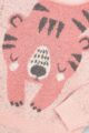 Mädchen rosa Baby Strickkleid knielang mit schlafendem Tiger Tiermotiv friedlich breite Bündchen & Komfortbund in Taille - Langarm Babykleid kuschelig von DIRKJE - Detailansicht