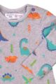 Baby Kinder Jungen Longsleeve in Grau mit fröhlich-bunten Dinosauriern – Dino Kindershirt mit Rundhals & Druckknopf von MINOTI – Detailansicht