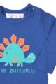 Baby Kinder Baumwolloberteil in Blau mit Dinosaurier-Print in Grün-Orange für Jungen - Dino Langarmshirt mit Rundhals von MINOTI - Detailansicht