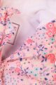 Kinder Baby Mädchen Steppweste in Rosa mit pinken, blauen + cremefarbenen Blümchen, Teddyfell + Reißverschluss - Verspielte Rüschen-Steppweste von MINOTI - Detailansicht