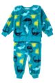 Kinder Baby Plüsch Schlafanzug mit Dinosaurier Tiermotiv & Rundhalsausschnitt für Jungen – Schlafhose & Langarmshirt in Grün von MINOTI – Vorderansicht