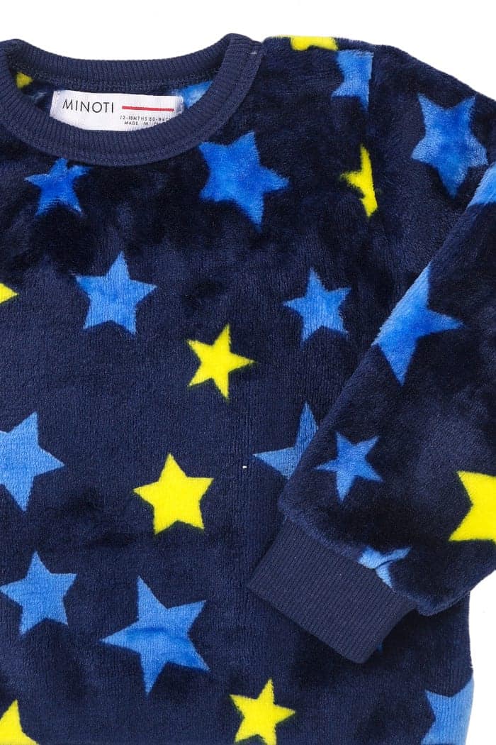 Süßer Kinder Schlafanzug mit Sternen in Dunkelblau » für Jungen | SKYLT