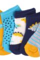 Baby Kinder 5er Set Socken, gelb, grau, weiß, blau mit Dinosauriern + gestreift für Jungen - Kinder Söckchen Geschenkset - Kinder Söckchen Geschenkset von MINOTI - Detailansicht