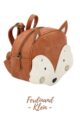 Kleiner Handmade Rucksack für Kinder Babys veganes Kunstleder Fuchs für Mädchen & Jungs rot braun - Babyrucksack Tier mit Reißverschluss handgefertigt von LITTLE WHO - Seitenansicht