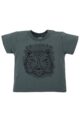 Baby Kinder Jungen T-shirt in Dunkelgrün mit Tiger-Druck - Babyshirt mit Rundhals + Rippbündchen von PINOKIO - Vorderansicht