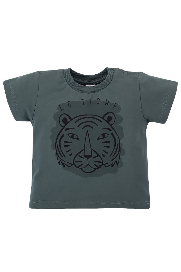Süßes Baby T-Shirt mit Tiger in Dunkelgrün 🐯 Kurzarmshirt