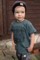 Baby Kinder Jungen-Shirt in Dunkelgrün mit Tiger-Druck und Rippbündchen am Hals + Baby Sweathose mit schwarzen Tigerstreifen in Grau von PINOKIO - Inspiration Kinderfoto