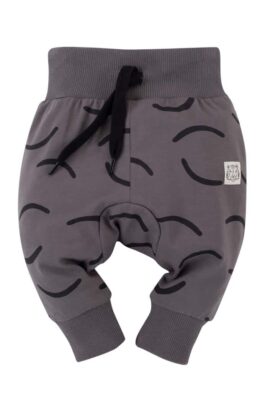 PINOKIO Baby Kinder Sweathose in Grau mit Tigerstreifen für Jungen – Baby Leggings mit Komfortbund + Kordel – Vorderansicht