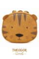 Großer Handmade Kinderrucksack veganes Kunstleder Baby Tiger für Jungen & Mädchen in Braun Orange - Vintage Rucksack Animal von LITTLE WHO - Vorderansicht