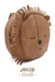 Handmade Rucksack für Kinder Babys groß veganes Kunstleder Löwe schokobraun - Animal Lion Mädchen & Jungen Tier Babyrucksack Bag handgefertigt mit Reißverschluss von LITTLE WHO - Seitenansicht