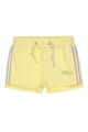 Gelbe Baby Kinder Shorts mit weiß goldenen Streifen für Mädchen Basic von Koko Noko - Kurze Sommerhose Vorderansicht