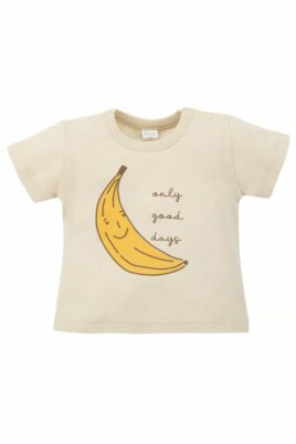 Pinokio Baby & Kinder Sommer T-Shirt kurzarm mit Banane & Print ONLY GOOD DAYS für Jungen in hell Beige – Vorderansicht Kurzarmshirt