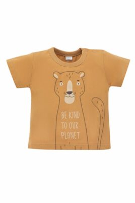 Pinokio Baby & Kinder T-Shirt mit Panther & BE KIND TO OUR PLANET Print für Jungen in Currygelb aus Baumwolle – Vorderansicht Sommer Kurzarmshirt