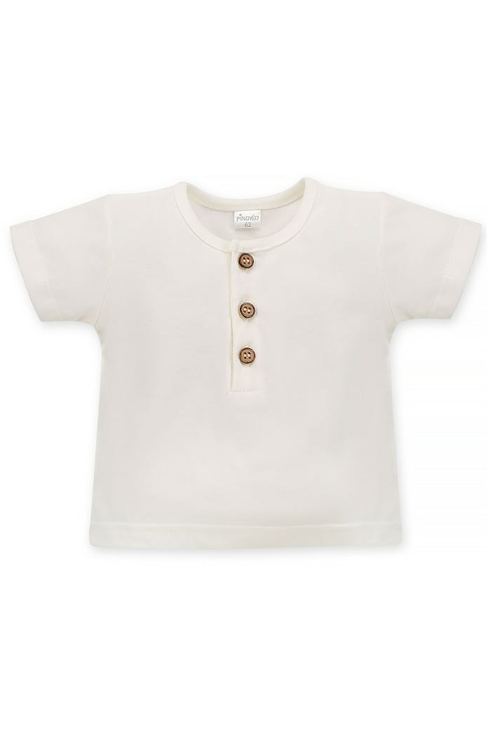 Basic Baby & Kinder ♥ Knopfleiste T-Shirt - Weiß Jungen mit