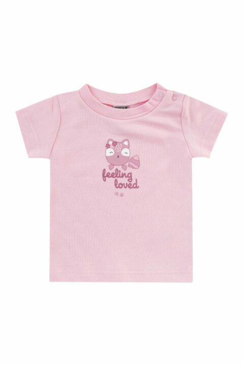 Mädchen 2er Pack für Babys & Kinder mit Rundhals T-Shirt Füchsin mit FEELING LOVED Print in Rosa für Sommer aus Baumwolle Interlock von Boley - Vorderansicht Kurzarmshirt Füchsin
