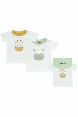 Boley Baby & Kinder 2er Set T-Shirt Nilpferd + Giraffe in Weiß aus Öko-Tex Standard 100 Baumwolle für Jungen & Mädchen – Vorderansicht Kurzarmshirts Safari