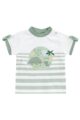 Baby & Kinder T-Shirt mit Dinos, Streifen & Armschlaufen in weiß grün aus Baumwolle für Jungen von Jacky - Voderansicht Sommershirt