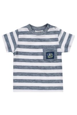 Jacky Baby & Kinder blau-weiß T-Shirt kurzarm mit Tasche, Streifen & Bären Motiv Ringel für Jungen – Vorderansicht