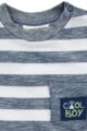 Baby & Kinder Jungen Streifen T-Shirt mit kurzen Ärmel, Brusttasche, Bär & COOL BOY Print in weiß dunkelblau meliert von Jacky - Detailansicht