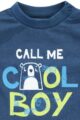 Baby & Kinder Jungen T-Shirt mit kurzen Ärmeln & Ärmelschleifen, Bär, Rippbund & CALL ME COOL BOY Print in dunkelblau von Jacky - Detailansicht