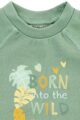 Baby & Kinder Jungen Sommer Langarmshirt Sweatshirt mit Dinosaurier & Print in hellgrün aus Öko-Tex® Standard 100 von Jacky - Detailansicht Dino Tiermotiv & Rippbündchen