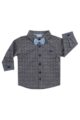 Kinder & Baby Hemd mit abnehmbarer Fliege, klassischem Hemdkragen, Auto Tasche & Muster aus Baumwolle grau von Jacky - Vorderansicht festliches Jungenhemd