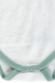 Kurzarm Baby Wickelbody mit Zebra & Vogel in grün-weiß Öko-Tex® Standard 100 für Jungen & Mädchen unisex von Jacky - Detailansicht Tierbody Druckknöpfe Schritt