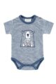 Baby Body kurzarm blau meliert mit Bär & LITTLE COOL DUDE Print für Jungen von Jacky - Vorderansicht Sommer Tierbody