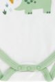 Kurzarm Baby Jungenbody mit Dinosaurier in Öko-Tex® Standard 100 für Sommer in weiß grün von Jacky - Detailansicht Baumwollbody Druckknöpfe Schritt