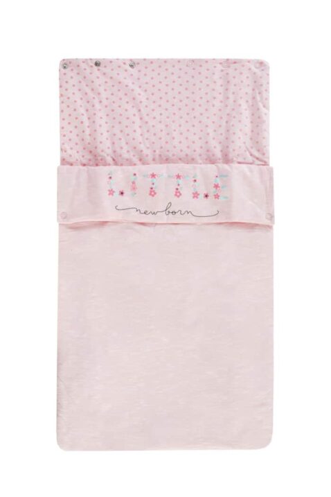 Baby leicht wattierter rosa Multifunktionsfußsack mit Blumen gemustert, NEWBORN Print & Kapuzenfunktion für Mädchen von Jacky - Vorderansicht footmuff