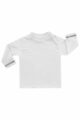 2er Baby weißes Langarmshirt für Jungen mit Druckknöpfen & Streifen-Bündchen im Strampler mit Füße 2er Set von Jacky - Vorderansicht Oberteil Shirt unifarben ecruweiß