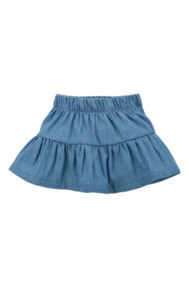 Pinokio Baby & Kinder Sommer Rock mit Rüschen & Falten im Demim Jeans lokk Blau für Mädchen aus Baumwolle – Vorderansicht Faltenrock