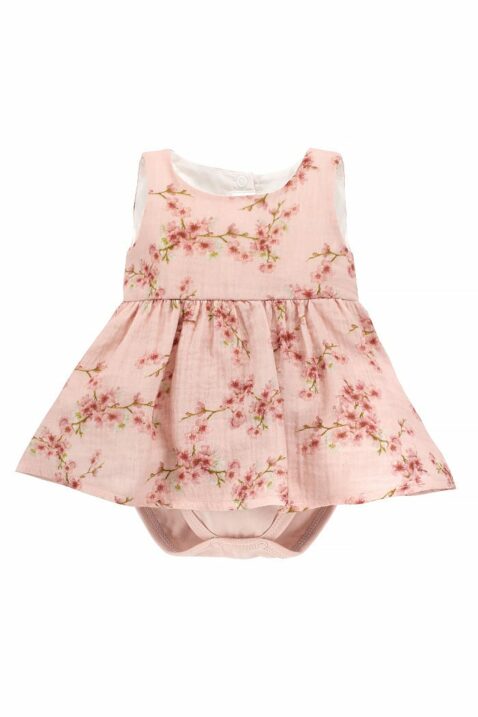 Baby Mädchen Sommer 2-in-1 Bodykleid Trägerkleid ohne Ärmel mit Blumen, Blüten & Zweige aus Bio Baumwolle in Rosa von Pinokio - Vorderansicht Mädchenkleid