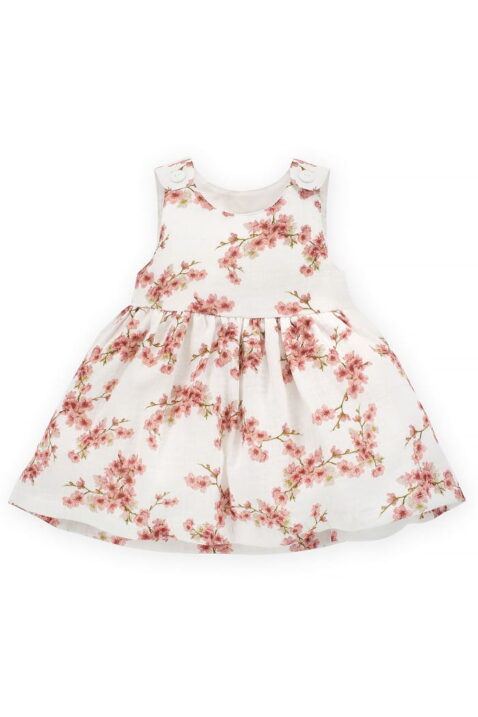 Baby & Kinder Mädchen Sommerkleid Trägerkleid ohne Ärmel mit Blumen, Blüten & Zweige aus Bio Baumwolle in Weiß von Pinokio - Vorderansicht Mädchenkleid